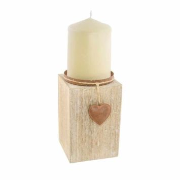Bougeoir Rustique en Bois et Métal