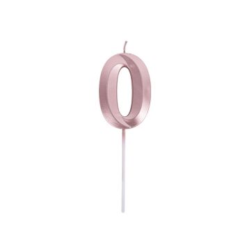 Bougie graphique chiffre 0 rose gold | jourdefete.com