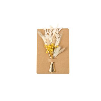 Bouquet de fleurs séchées sur carte en kraft - Couleur au choix