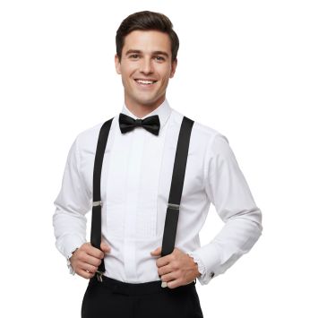 Bretelles noires élastiques unisexes pour déguisement ou fête | jourdefete.com