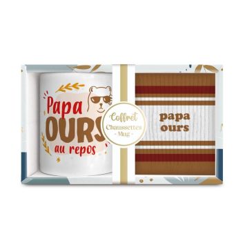 Coffret Mug et Chaussettes "Papa ours" pour homme - Collection Famille d'Amour
