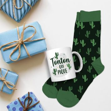 Coffret Cadeau Mug et Chaussettes - Tonton qui pique