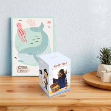 Tirelire personnalisable en bois pour enfant - Pirate