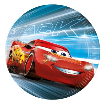 Assiettes Cars avec Flash McQueen rouge sur fond bleu | jourdefete.com