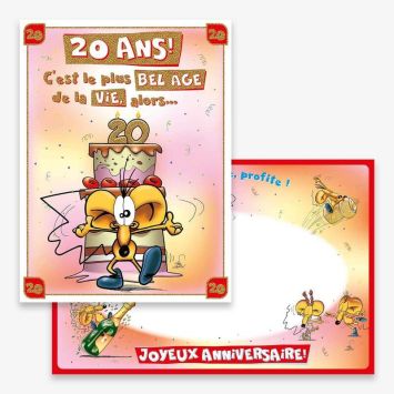 Carte d'Anniversaire Géante avec Enveloppe - 20 ans | jourdefete.com