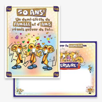 Carte d'Anniversaire Géante avec Enveloppe - 50 ans | jourdefete.com