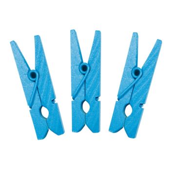 12 Petites Pinces en Bois - Turquoise
