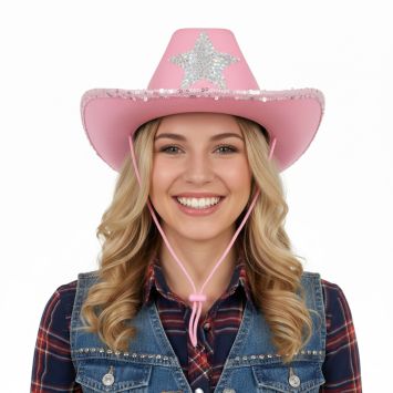 Chapeau de cow-girl avec étoile - Couleur Aléatoire