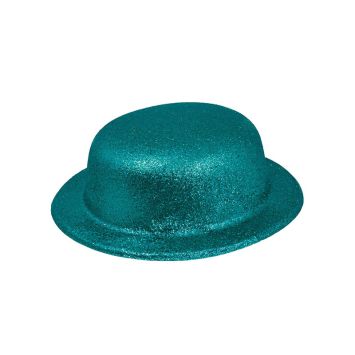 Chapeau melon pailleté - Turquoise