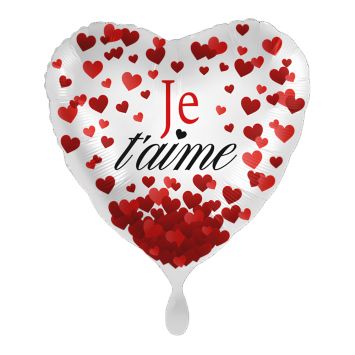 Ballon cœur Je t’aime rouge et blanc Saint-Valentin | jourdefete.com