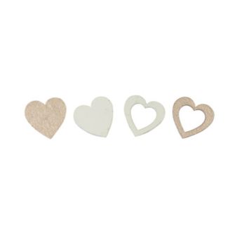 12 Confettis en forme de Cœur en Bois - Rose Gold Métallisé et Blanc | jourdefete.com