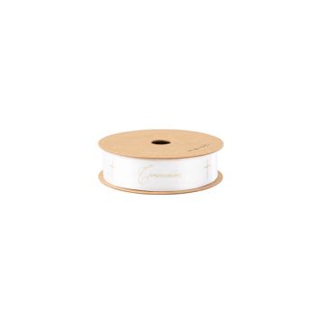 Ruban en Satin " Communion " - Blanc et Or