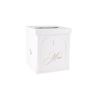 Urne Merci - Collection Communion Pureté Blanc et Or