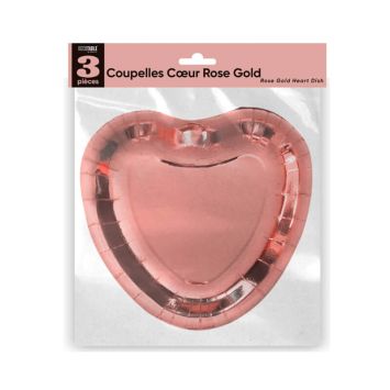 3 coupelles rose gold en forme de cœur | jourdefete.com