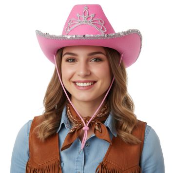 Chapeau de Cow-Girl avec diadème pour adulte