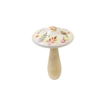 Décoration à poser d'automne - Champignon en bois avec effet porcelaine - Modèle Grand