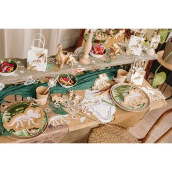 6 assiettes "Joyeux Anniversaire" en carton - Diamètre 23 cm - Collection Dinosaures