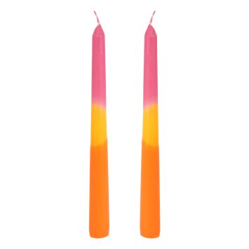 Bougies flambeaux tricolores rose jaune orange décoration fête mariage baptême communion | jourdefete.com