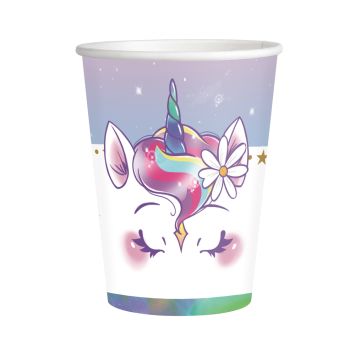 Gobelets Licorne 25cl en carton, décor féerique et pastel pour anniversaire magique | jourdefete.com