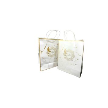 Sacs cadeau Eid Mubarak en carton blanc et doré | jourdefete.com