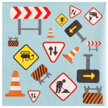 Un pack de 20 serviettes pour un anniversaire pour enfant autour des métiers du BTP | jourdefete.com