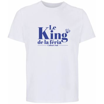T-shirt Le King de la féria homme blanc pour fête | jourdefete.com