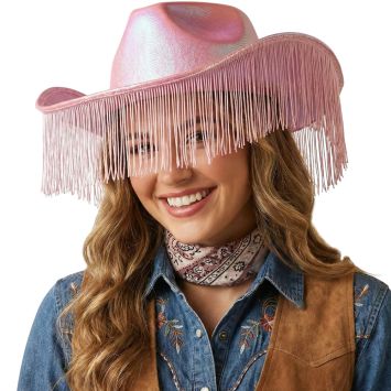 Chapeau de Cow-Girl rose à franges