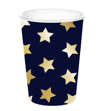 gobelet en carton bleu nuit avec etoiles dorees | jourdefete.com