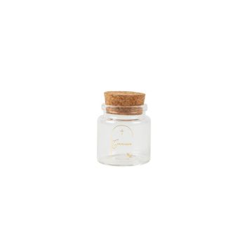Fiole en verre avec bouchon en liège - Collection Communion Pureté Blanc et Or