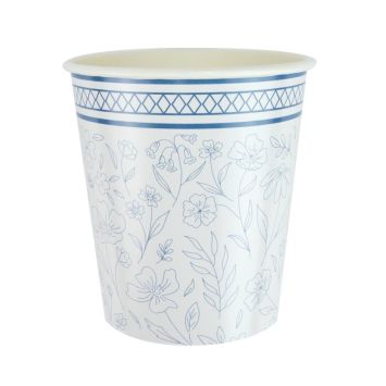 8 gobelets en carton - 200 ml - Collection Fleur Bleue