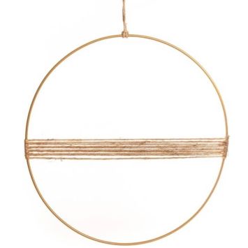 Anneau en métal avec déco jute effet doré vieilli de 30 cm | jourdefete.com