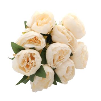 9 pivoines couler ivoire et saumon