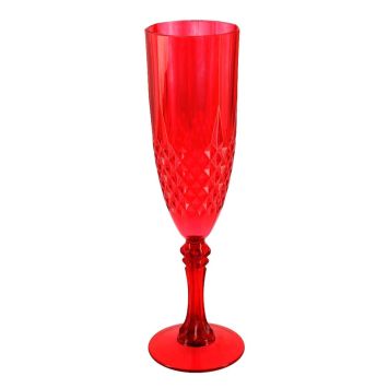 Flûte réutilisable plastique rouge 220ml effet diamant | jourdefete.com