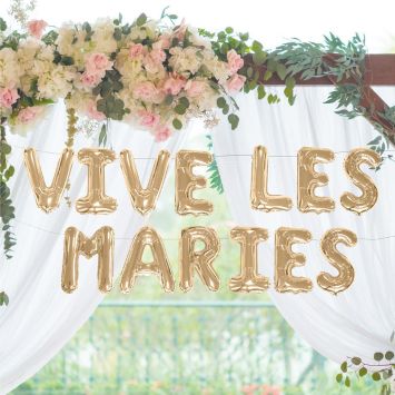 Guirlande de ballons "Vive les Mariés" en aluminium - 4 m - Collection Vive les Mariés