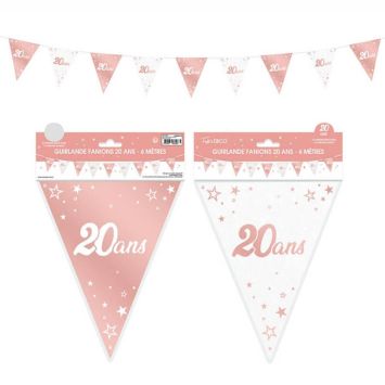 Guirlande de Fanions Anniversaire Métallique - Rose Gold - Age au Choix