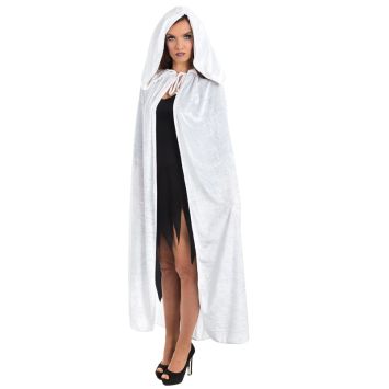Cape Blanche en Velours avec Capuche Adulte - 182 cm