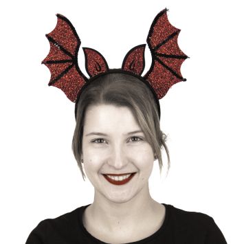 Serre-tête à sequins glam bat pour adulte de couleur rouge