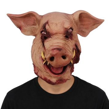 Masque intégrale tête de cochon gore ensanglanté en latex pour adulte | jourdefete.com