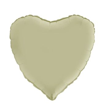 Ballon Hélium Cœur Satiné 46 cm - vert olive