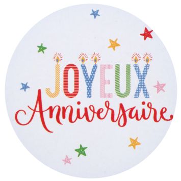 25 décorations en papier "Joyeux Anniversaire" à parsemer - Diamètre 5 cm - Collection Anni' Festy