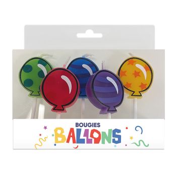 5 bougies en forme de ballons sur pics - Collection Récréation Multicolore