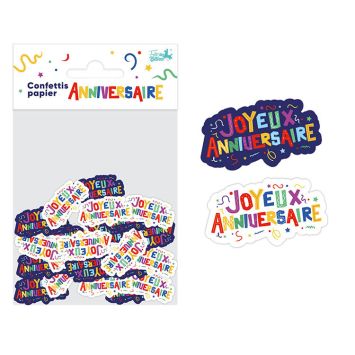Confettis de table "Joyeux Anniversaire" en papier - Collection Récréation Multicolore