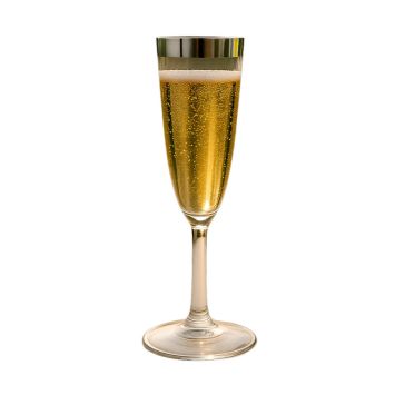 6 verres à champagne de luxe réutilisables avec bordure en plastique - Couleur au choix