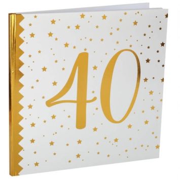 Livre d'Or Anniversaire - Blanc et Or - 40 ans | jourdefete.com