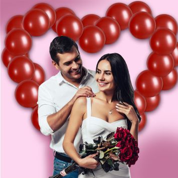 Kit arche à ballons en forme de cœur - 40 ballons - Saint-Valentin - Collection Chéri Chérie