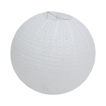 Lanterne en papier blanche avec motifs ajourés fleuris | jourdefete.com