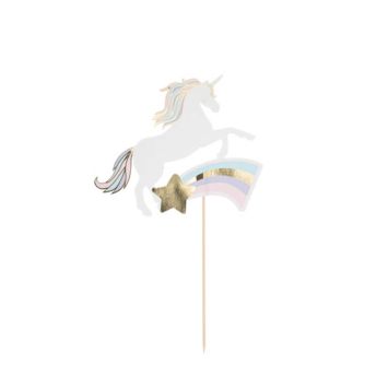 pique cake topper anniversaire licorne pastel et or | jourdefete.com