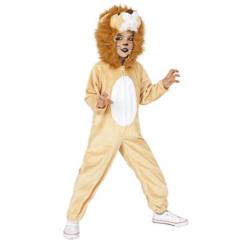 Déguisement lion enfant 3 à 4 ans, combinaison avec capuche à crinière | jourdefete.com