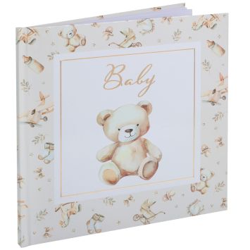 Livre d’or Little Teddy ivoire avec ourson pour baptême et baby shower | jourdefete.com
