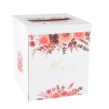 Urne Merci en terracotta framboise et or pour mariage ou baptême | jourdefete.com